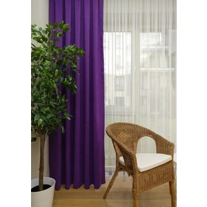 Mor Petek Kadife Dokulu Fon Perde, Pilesiz Düz Dikim Ekstrafor Büzgü, 80 x 240 cm