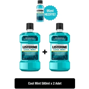 Mouthwash-Coolmınt 500 ml x 2 Adet + Listerine Mouthwash-Coolmınt 95 ml