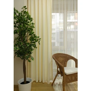 Evdepo Home Taç Krem Petek Kadife Dokulu Fon Perde, 1/2 Seyrek Pile, 280 x 260 cm