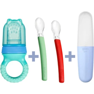 Wee Baby Beslenme Seti Mavi Saklama Kabı 2li Kaşık Meyve Süzgeci