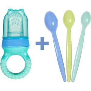 Wee Baby Beslenme Seti Mavi 3lü Kaşık Meyve Süzgeci