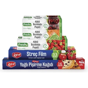 Roll-up Pişirme Kağıdı- Streç Film - Buzdolabı Poşeti Ekonomik Mutfak Seti