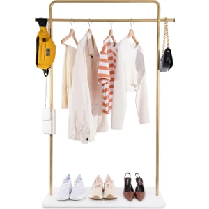 Fec Reklam Zeus Metal Ayaklı Askılık Konfeksiyon Askılığı Gold Elbise Askılığı Kıyafet Askılığı