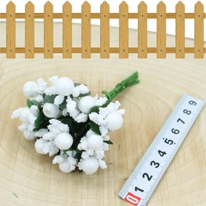 Süsle Bebek ve Parti Yapay Çiçek, 12 Adetli Tomurcuk Cipso Demeti -  10 Cm, Beyaz
