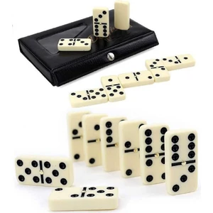 Fildişi Seramik Büyük Boy Domino Taşı Seti Çantalı 4,8 x 2,2 cm