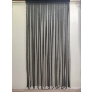 Siyah Grek Petek Zemin 1-2 Seyrek Pileli Etekleri Kurşunlu Tül Perde