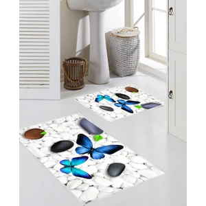 Talia Home 3 Boyutlu Kelebek Baskılı 2'li Büyük Boy Banyo Paspas Seti