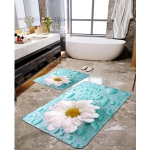 Talia Home Papatya Desenli 2'li Büyük Boy Banyo Paspas Seti