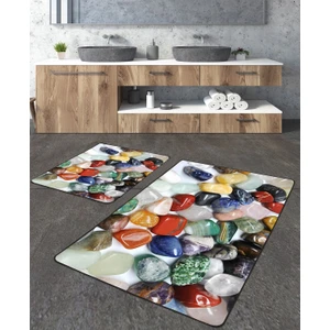 Talia Home Renkli Taşlı 2'li Büyük Boy Banyo Paspas Seti