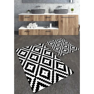 Talia Home Siyah Piksel Desenli 2'li Büyük Boy Banyo Paspas Seti