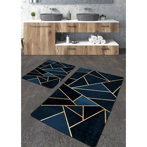 Talia Home Özel Tasarım Geometrik Desenli 2'li Büyük Boy Banyo Paspas Seti