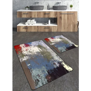 Talia Home Boyalı Duvar Desenli 2'li Büyük Boy Banyo Paspas Seti