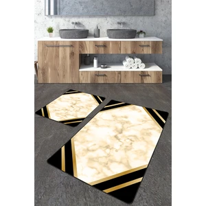 Talia Home Gold Mermer Desenli 2'li Büyük Boy Banyo Paspas Seti