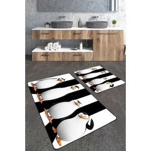 Talia Home Penguen Desenli 2'li Büyük Boy  Banyo Paspas Seti