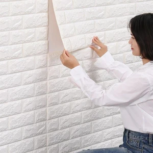 Renkli Duvarlar 35x38 cm Beyaz Kendinden Yapışkanlı 3D Esnek Duvar Kağıdı Paneli