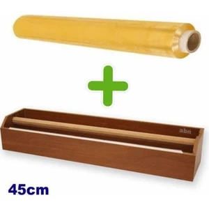 Geniş Tip 45CM Ahşap Streç Kesim Standı+1 Rulo 300M Uzun Boy 45CM Gıda Streci Hediye,gıda Koruma Set