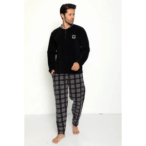 Pijama Evi Siyah Winner Baskılı Polar Erkek Pijama Takımı