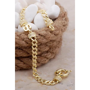 Sümer Telkari S Harfli Gurmet Altın Yaldızlı Gümüş Bileklik 4042