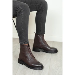 D402 Hakiki Deri Soğuk Geçirmez Kışlık Erkek Bot Kauçuk Taban