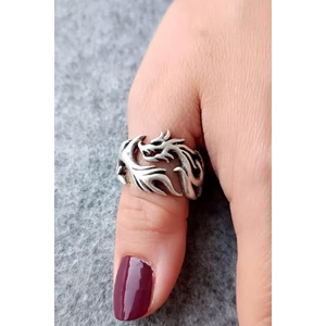 Fildişi Aksesuar Ejderha Dragon Şekilli Antik Gümüş Kaplama El Yapımı Ayarlanabilir Erkek Yüzük