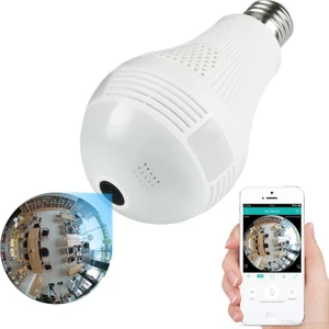 Wifi Panoramik 360 Derece Ampul Kablosuz Kamera Balık Gözü