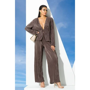 for you in&out 2'li Piliseli Yeşil Bluz Pantolon Takım S27269