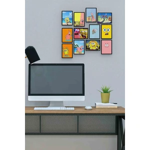 Sünger Bob 12 Parça Mdf (Ahşap) Tablo Ofis Boyu 30 x 30 cm cm