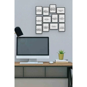 Şehirler 12 Parça Mdf (Ahşap) Tablo Ofis Boyu 30 x 30 cm cm