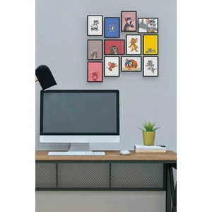 Tom ve Jerry 12 Parça Mdf (Ahşap) Tablo Ofis Boyu 30 x 30 cm cm