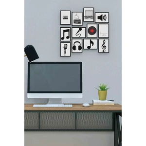 Müzik 12 Parça Mdf (Ahşap) Tablo Ofis Boyu 30 x 30 cm cm