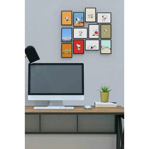 Snoopy 12 Parça Mdf (Ahşap) Tablo Ofis Boyu 30 x 30 cm cm