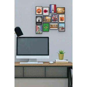 Şehirler 12 Parça Mdf (Ahşap) Tablo Ofis Boyu 30 x 30 cm cm