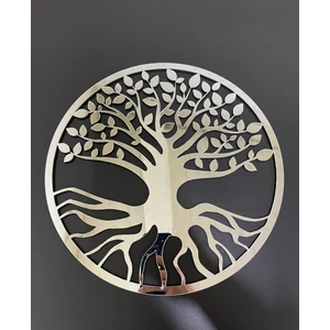 Numa Concept Yaşam Ağacı Tekli Mdf Üzeri Gümüş Pleksi Duvar Dekorasyon Lazer Kesim 30x30 Cm