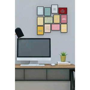 Ingilizce Sözler 12 Parça Mdf (Ahşap) Tablo Ofis Boyu 30 x 30 cm cm