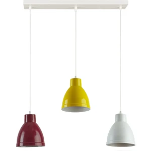 Enzo Özel Tasarım Modern Spor Dekoratif Cafe-Mutfak Bordo Sarı Beyaz Renk 3 Lü Sıralı Sarkıt Avize