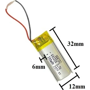 601230 3.7V 200 Mah Şarj Edilebilir Lityum Polimer Pil (1.5A)