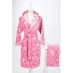 Barbie Shell Lisanslı Çocuk Havlu Bornoz Seti 9/10 Yaş