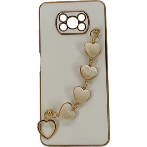 Xiaomi Poco X3 Nfc Uyumlu Lüx Kalp Zincir Arka Koruma