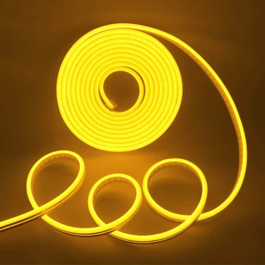 Ema Dükkan 12V 3 Metre Amber Neon Led Şerit Işık | Prize Tak Çalıştır | Anahtarlı Fişli 1.5M Kablo
