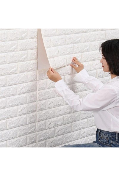 Renkli Duvarlar 70X30 cm Beyaz Kendinden Yapışkanlı 3D Esnek Duvar Kağıdı Paneli