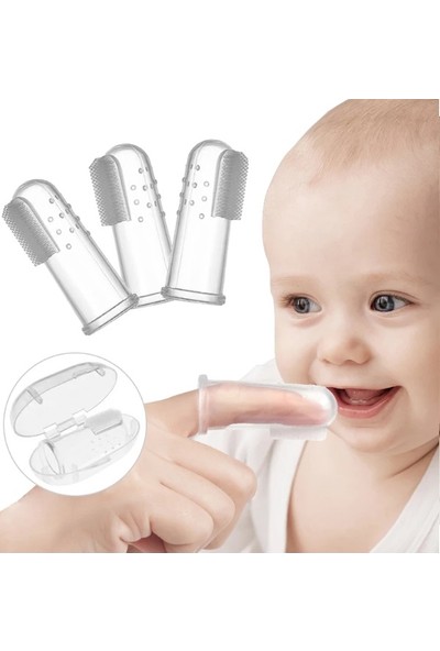 Taba 1 Adet Silikon Bebek Parmak Diş Fırçası & Diş Kaşıyıcı - Finger Brush 0-3 Yaş