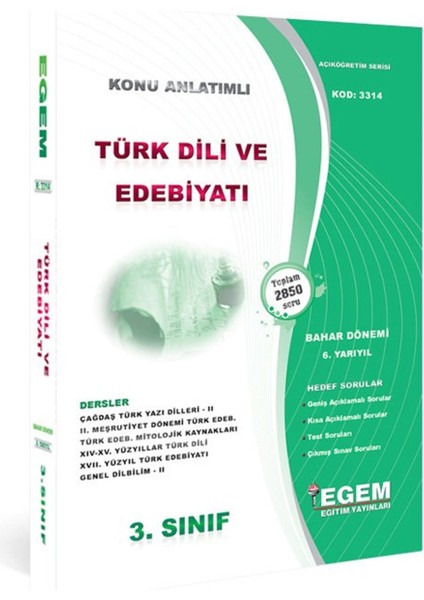 AÖFanad. Türk Dili ve Edebiyatı 3 ve 4. Sınıf Güz ve Bahar Dönemi Konu ve Soru