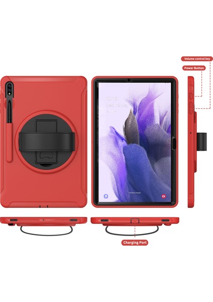 Galaxy Tab S7 Fe İçin Tablet Kılıfı - Kırmızı (Yurt Dışından)