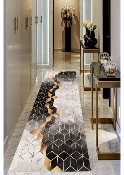 Dijital Baskılı Kaymaz Taban Yıkanabilir Modern Salon Halısı Koridor Halısı Yolluk VHU-HT-322