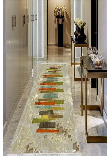 Dijital Baskılı Kaymaz Taban Yıkanabilir Modern Salon Halısı Koridor Halısı Yolluk VHU-SD-371