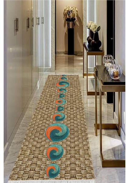 Dijital Baskılı Kaymaz Taban Yıkanabilir Modern Salon Halısı Koridor Halısı Yolluk VHU-SD-366