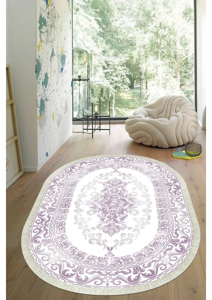 Dijital Baskılı Kaymaz Taban Yıkanabilir Oval Salon Halısı Mutfak Halısı Yolluk VHO-HK-156