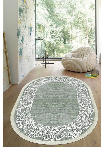 Dijital Baskılı Kaymaz Taban Yıkanabilir Oval Salon Halısı Mutfak Halısı Yolluk VHO-HK-168