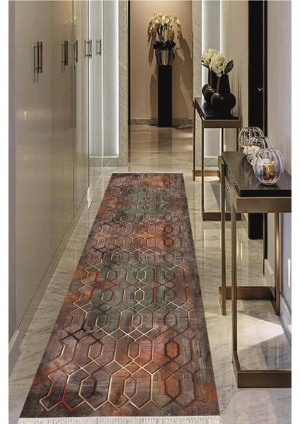 Dijital Baskılı Kaymaz Taban Yıkanabilir Modern Salon Halısı Koridor Halısı Yolluk VHU-SD-467