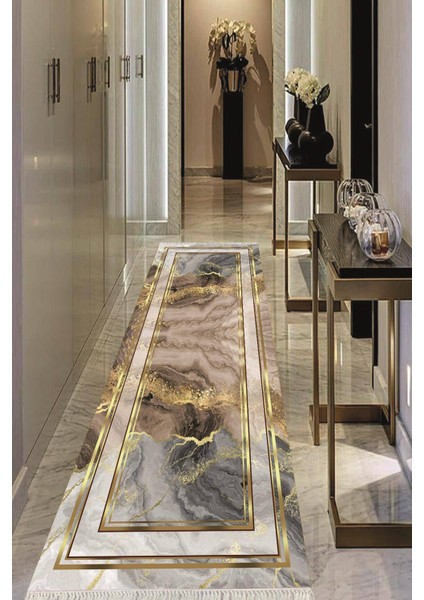 Dijital Baskılı Kaymaz Taban Yıkanabilir Modern Salon Halısı Koridor Halısı Yolluk VHU-HY-1180